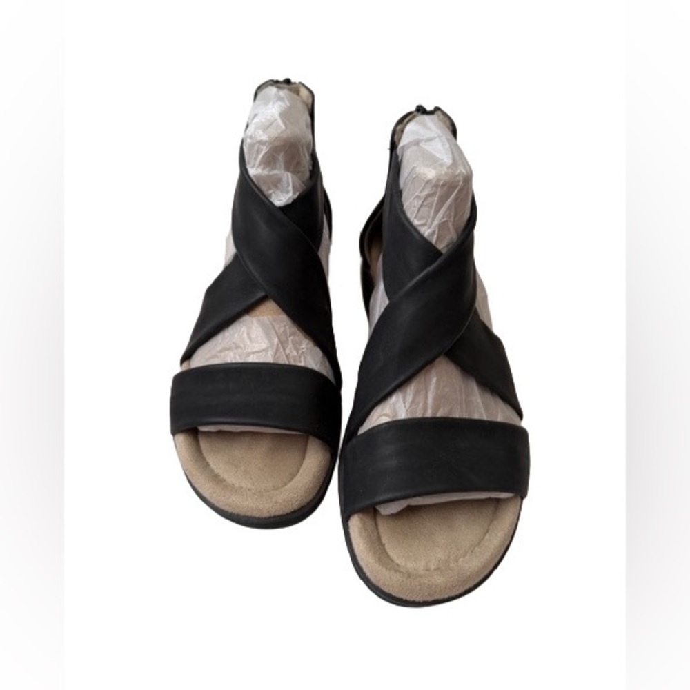 Earth Spirit Black Crisscross Zip-Back Sandals - Picture 2 of 7